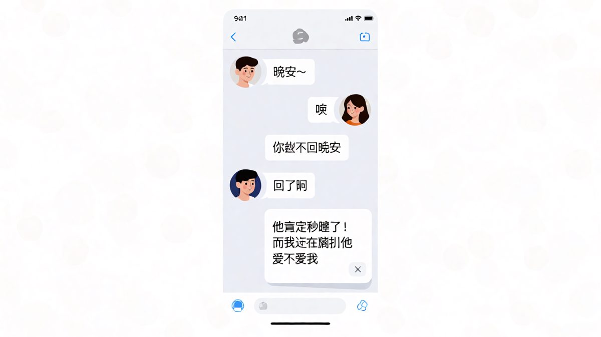 晚安对话的女生内心戏