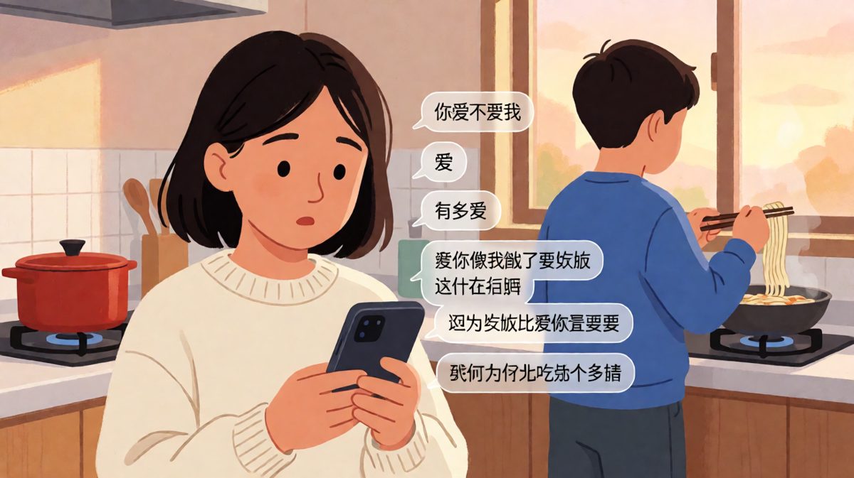 情话版'我爱你'的终极歪解，吃饭比爱更重要才是真爱。