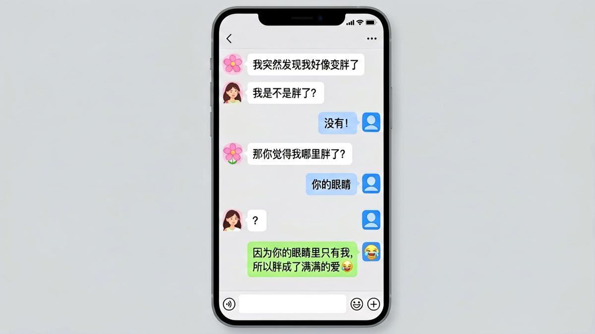 男友用土味情话巧妙化解女生身材焦虑，反手一个暴击。