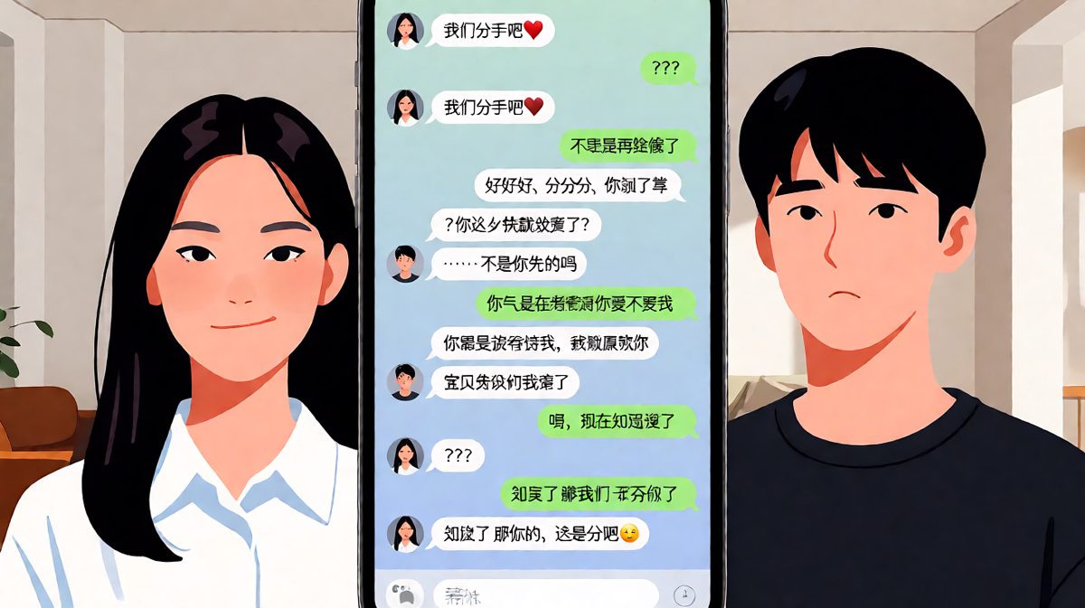 假分手试探反被套路，最后男生已读不回。