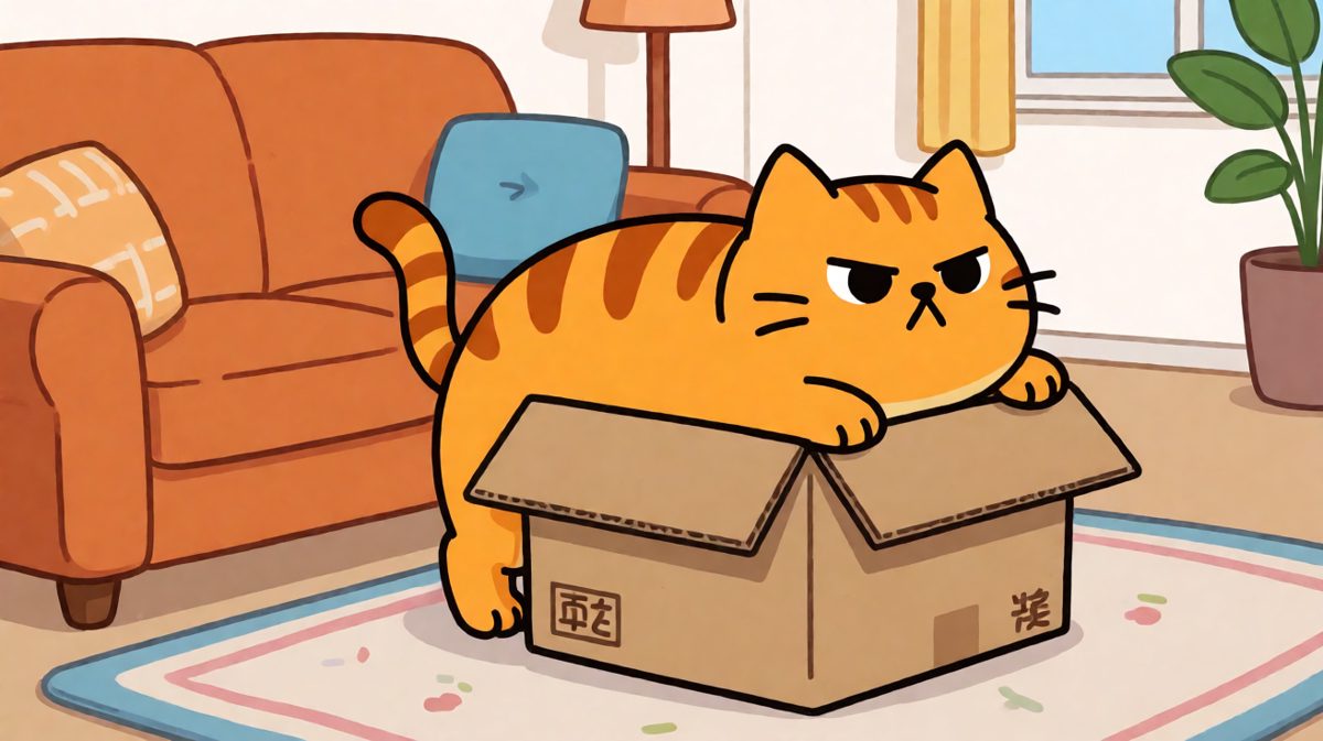 猫：只要我挤一挤，这个盒子就是我的了