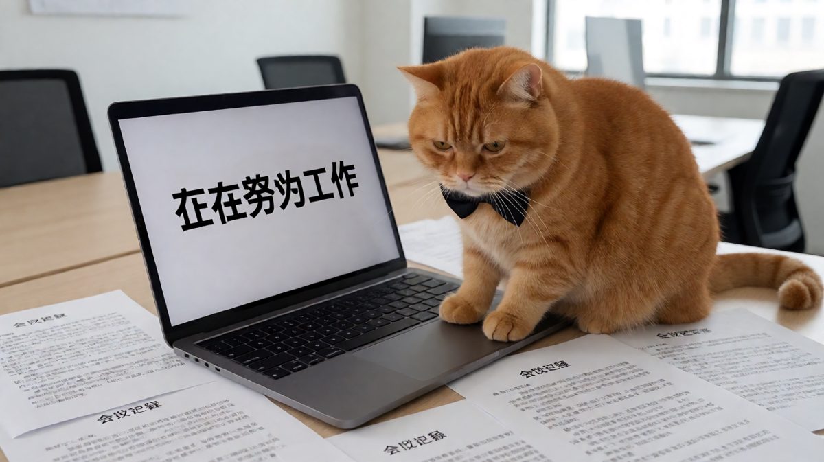 加班猫咪：这波我在摸鱼，你在看啥？