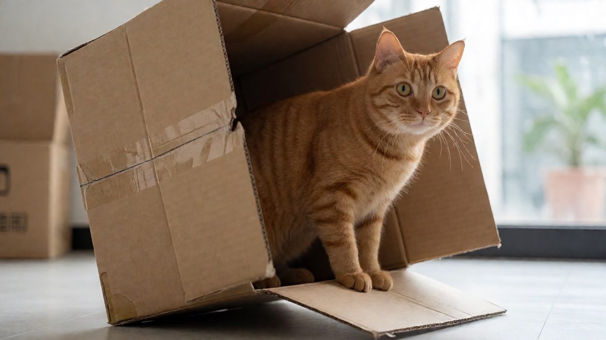 猫：谁说我不要这个箱子了！