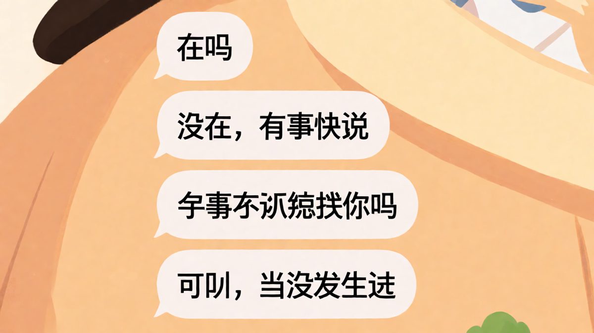 「在吗」变「当没发生过」，男生的神回复让女生无语凝噎。