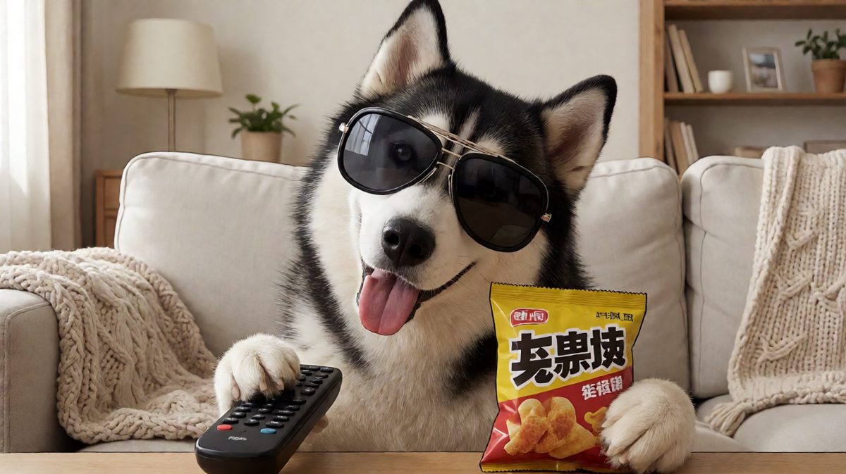 二哈：这沙发，这零食，这生活，绝了