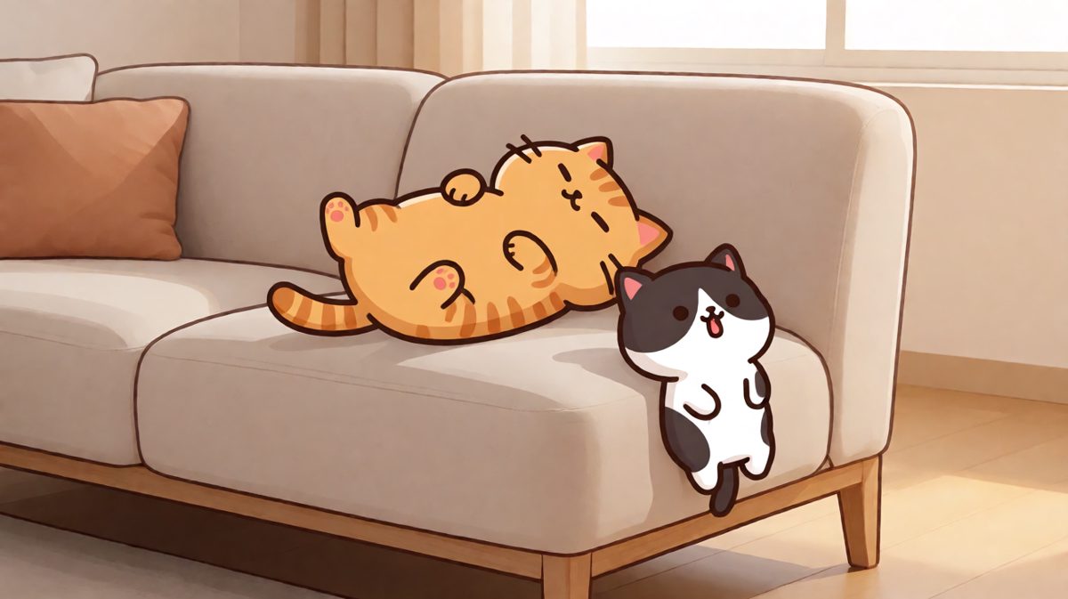 猫：这沙发是我先发现的！