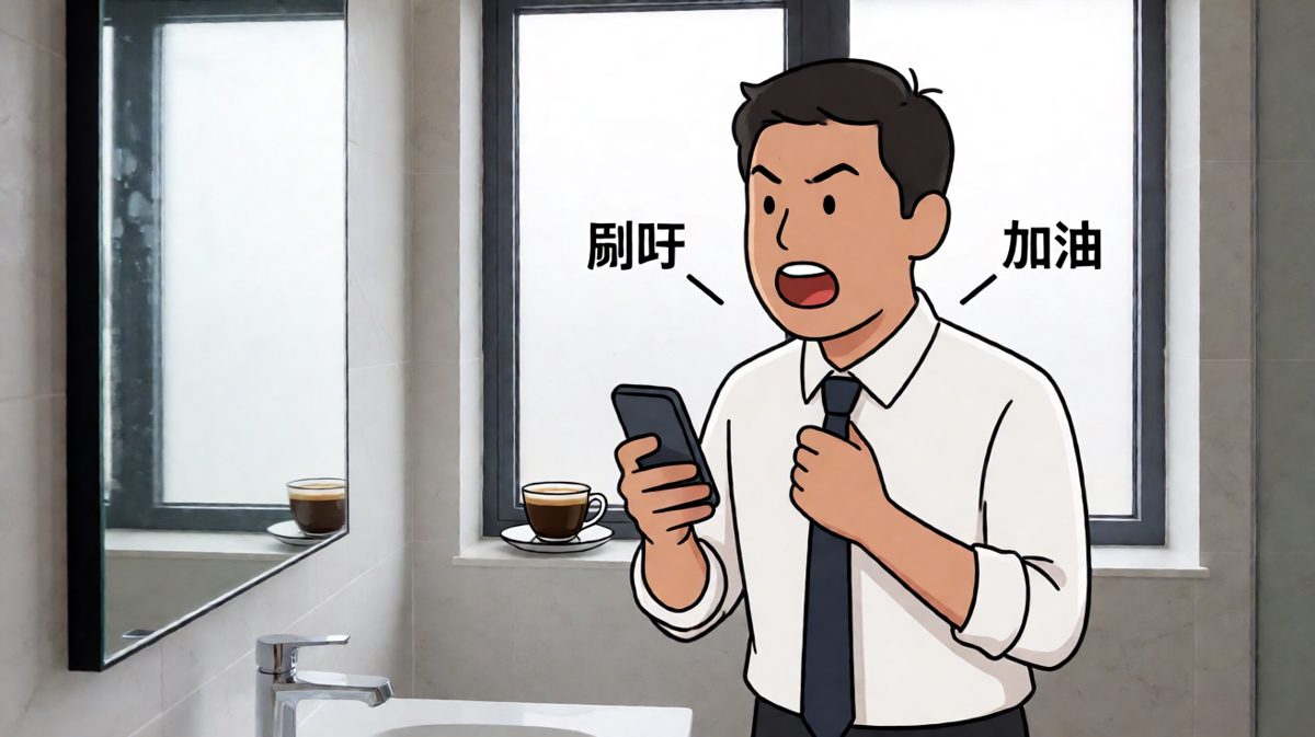 自信满满准备出门上班