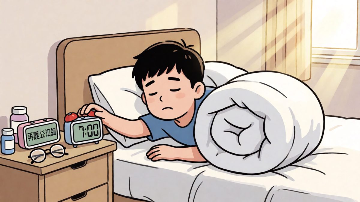 闹钟响了，挣扎起床的瞬间