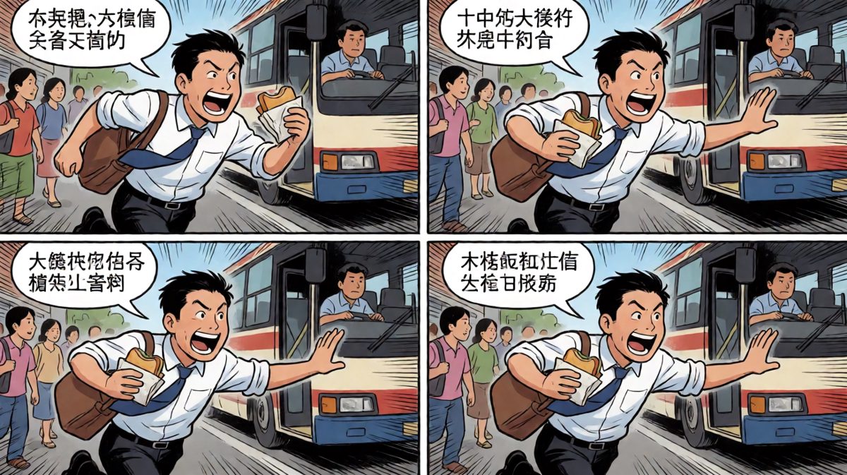 眼睁睁看着9点整的公交从我眼前开走……