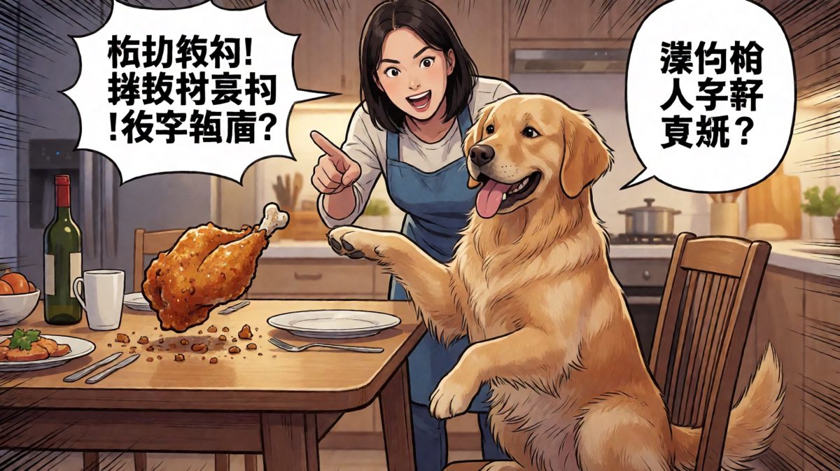 狗：不是我吃的，是鸡腿自己跳进嘴里的