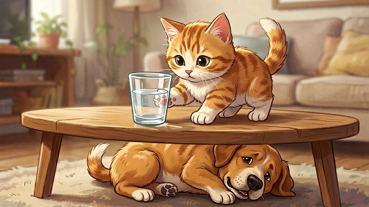 猫咪：我什么都不知道，是它自己掉下去的。