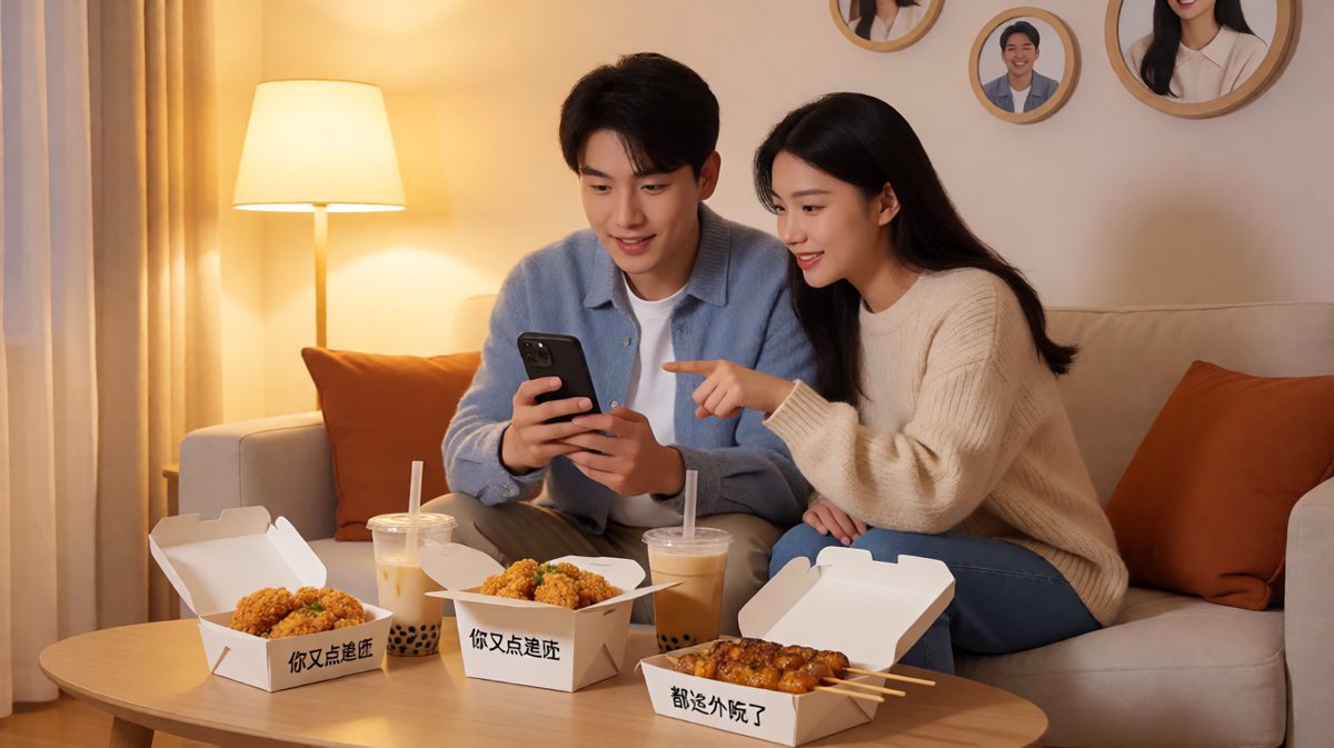 深夜点餐：半夜12点点外卖，反转是女方其实也饿了默默开始吃