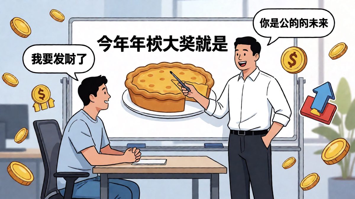 老板：公司不会亏待每一位努力的人——结果饼画太大了