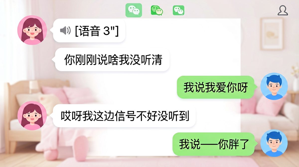 一句没听清的爱情告白，在女生追问下被迫高清重播了伤害。