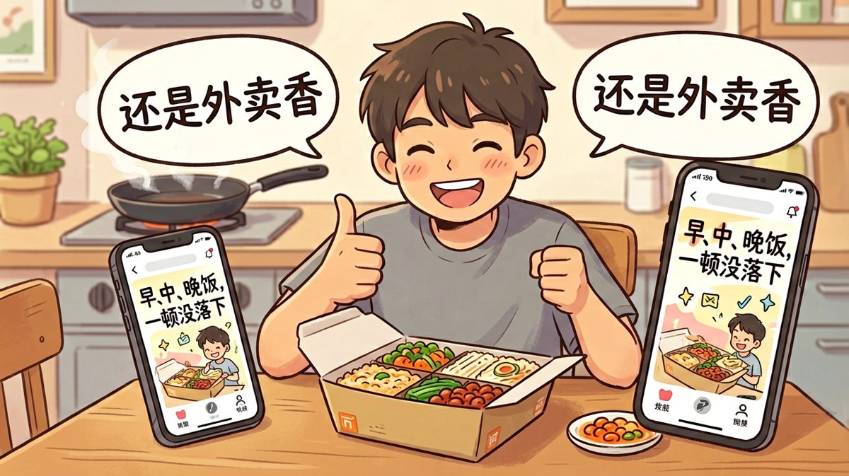 格四：认命点外卖，自我安慰也能笑