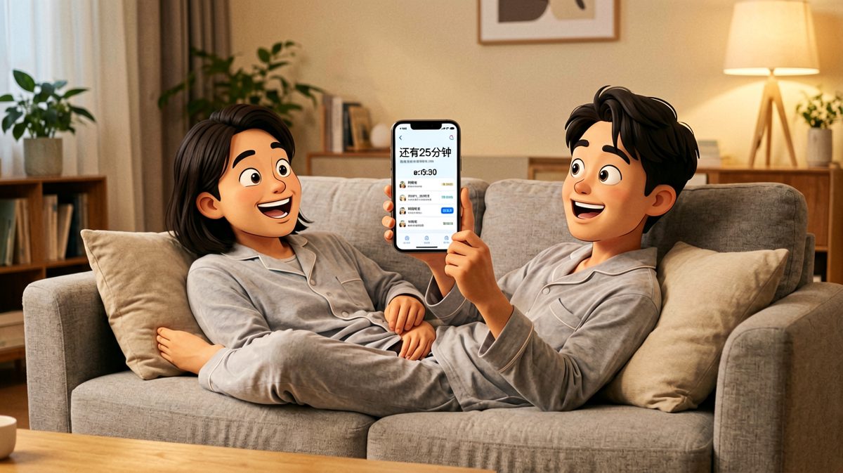 第一格：点完外卖，盯着倒计时，满怀期待