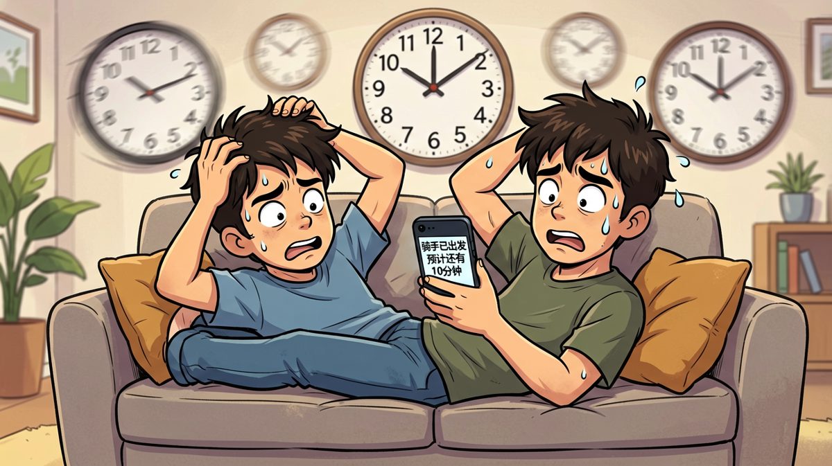 第二格：时间怎么这么慢，急得抓耳挠腮