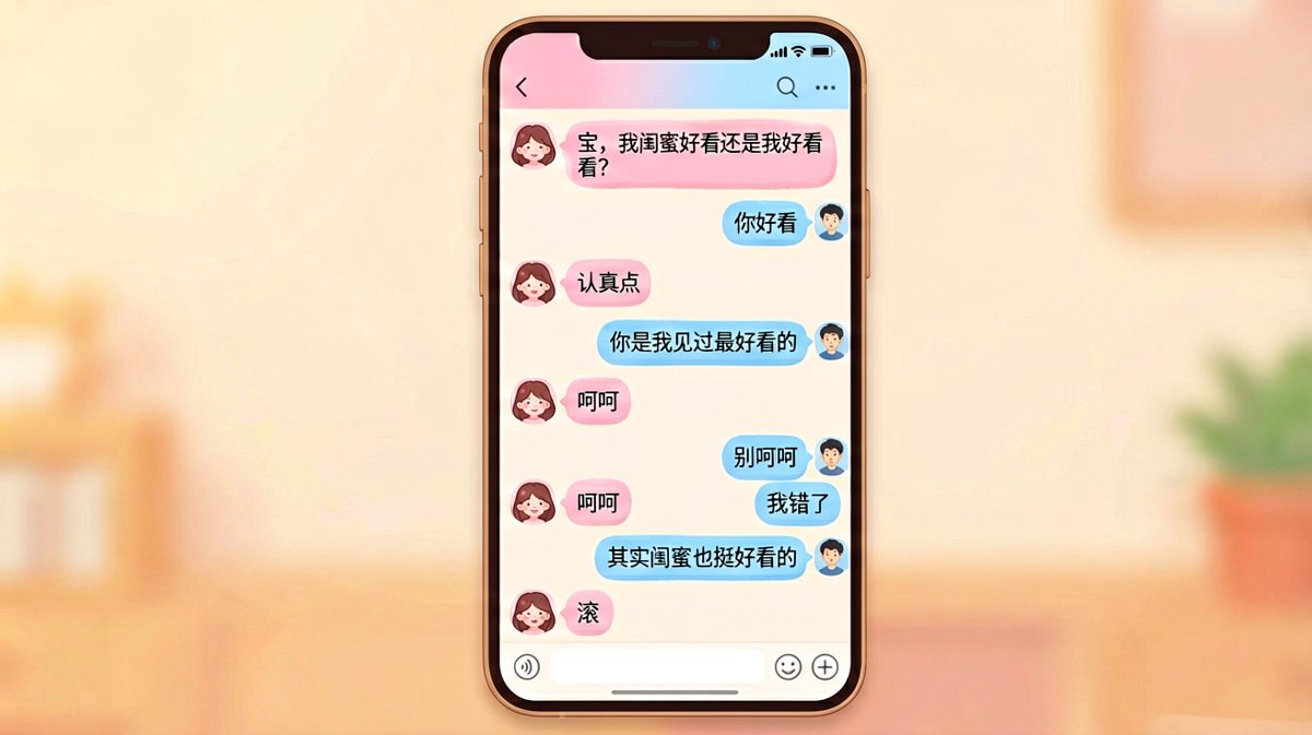 送命题现场：男生从'你好看'一路滑铁卢到'滚'，真实又扎心。