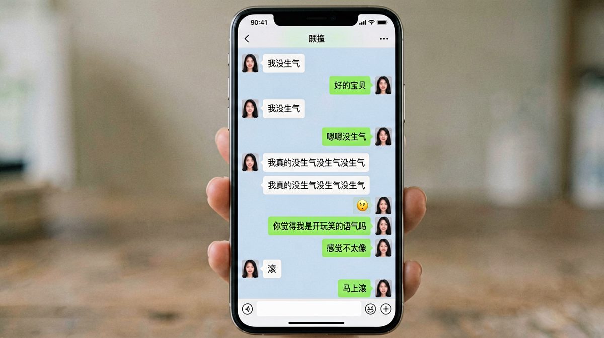 「我没生气」的极限拉扯，滚字精准送达