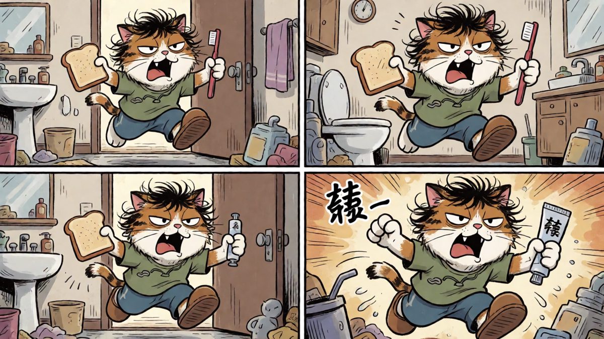 早高峰的洗漱流程，全靠肌肉记忆在撑。