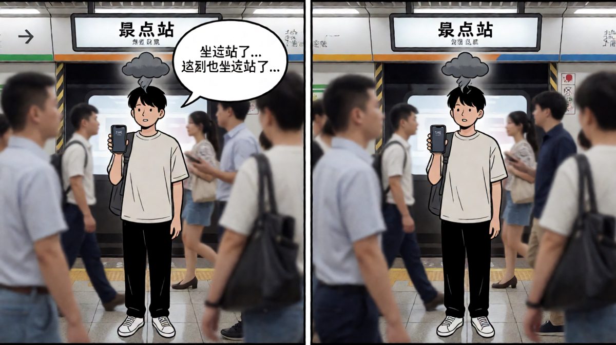 挤是挤上去了，但方向反了