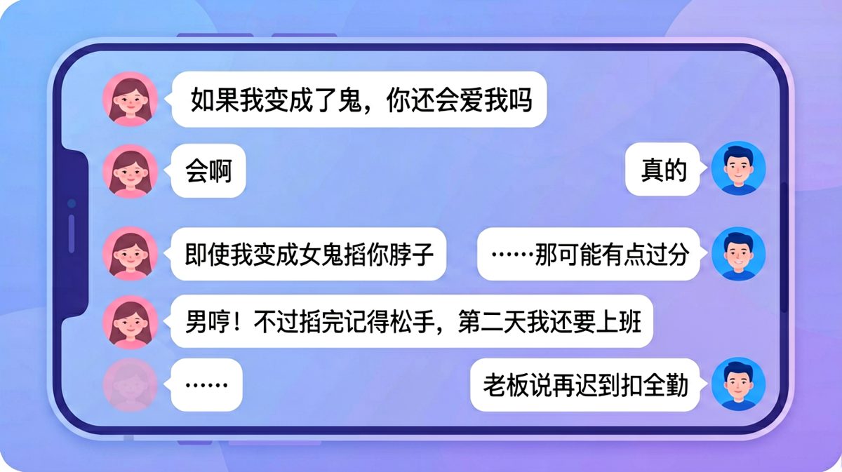 女生问变成鬼还爱不爱，男生的回答让人窒息
