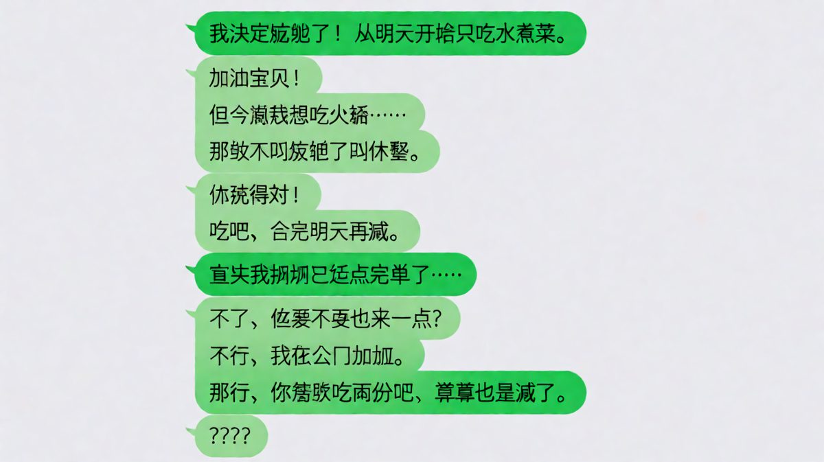 减肥第一天就破功，男友帮忙吃双份的脑回路清奇对话