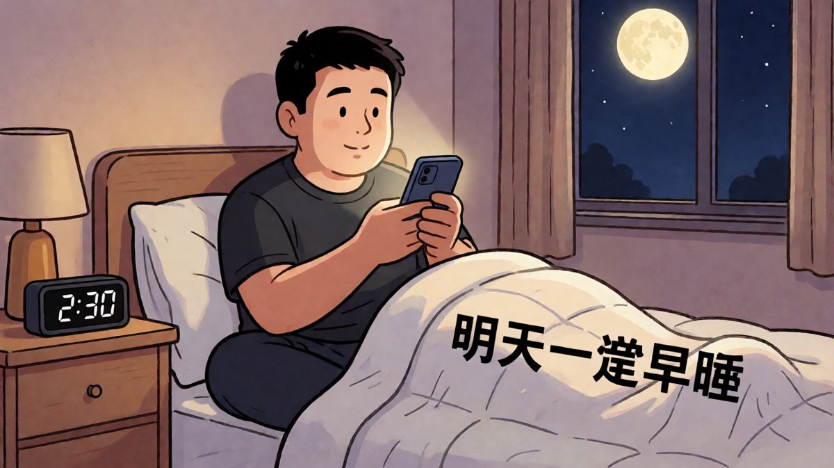 睡前发誓早睡，醒来后悔通宵