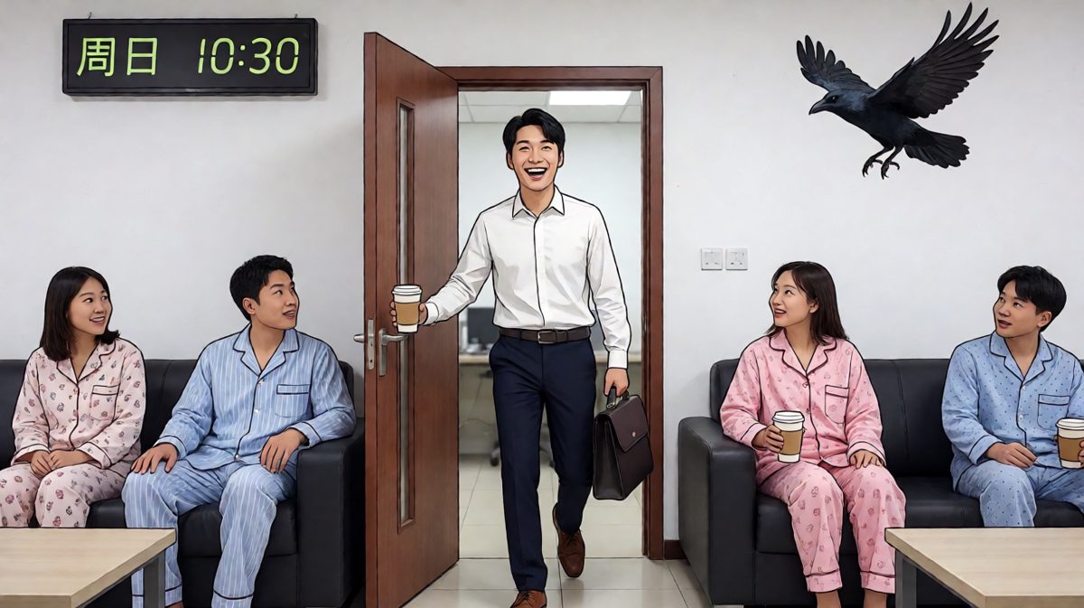 推开办公室的门……怎么大家都在穿睡衣？