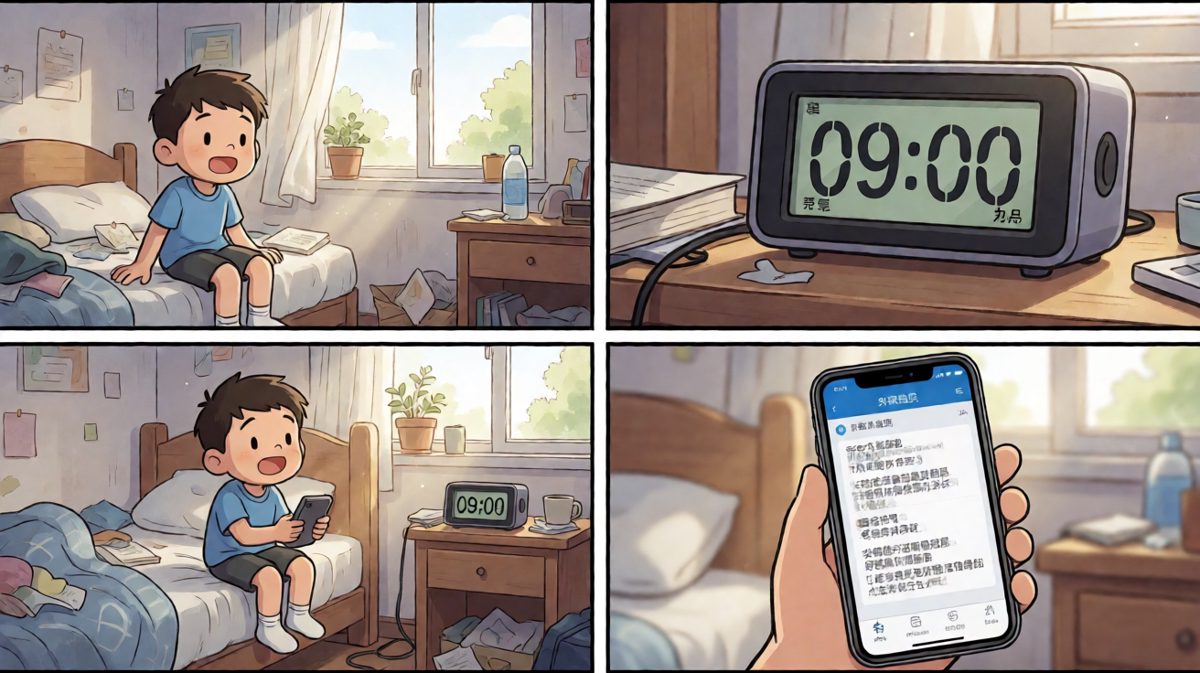 小明一觉睡过头，迎来了惨痛的后果。