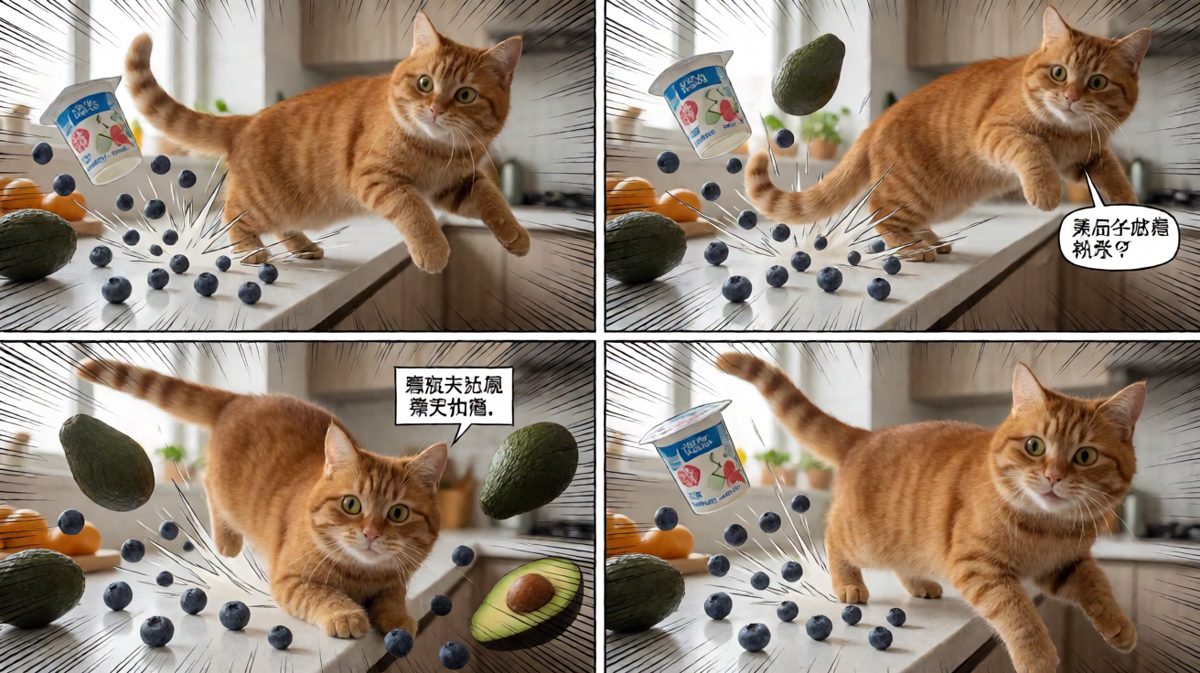 第3格：猫主子突然袭击，一切毁于一旦！
