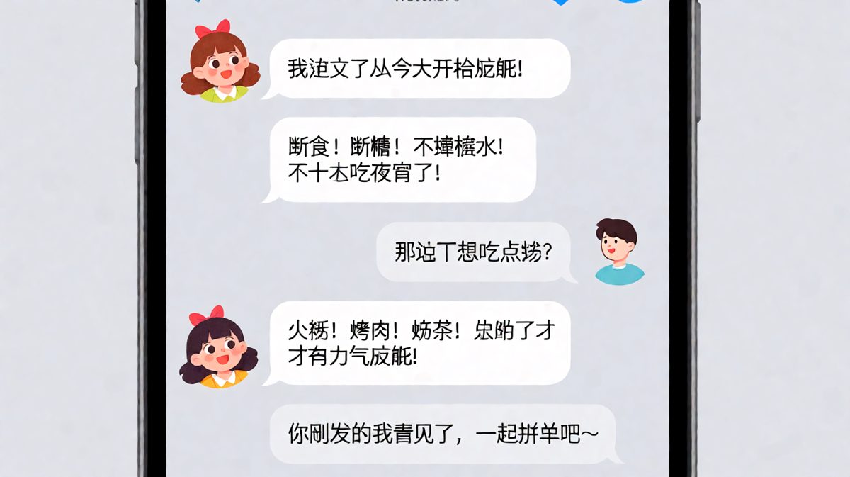 女生信誓旦旦发誓减肥，转头就叫男生拼单夜宵的反转日常