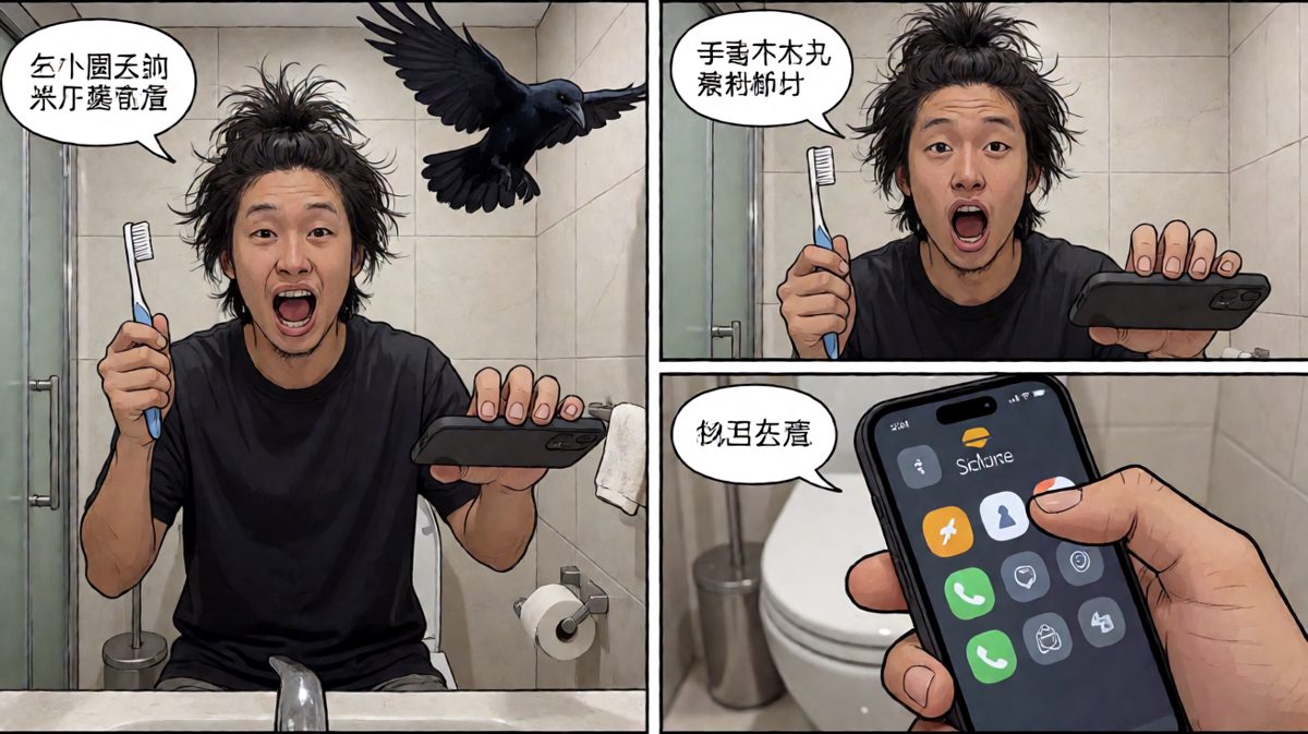 刷牙和赖床同时进行。