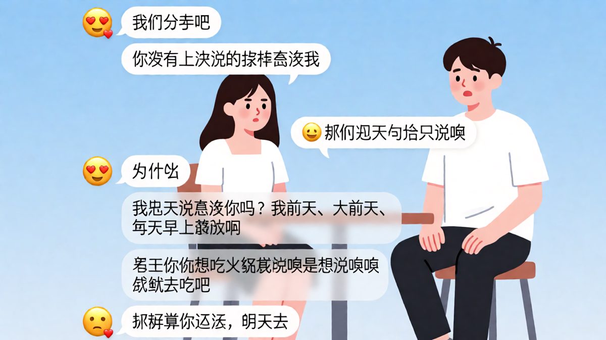 女生拿'昨天没说喜欢我'当分手理由，男生用火锅成功化解危机。