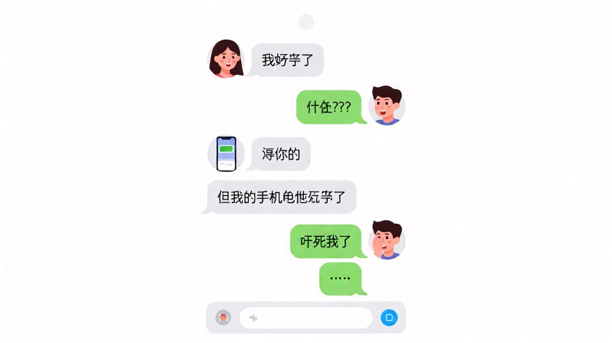 女生假装怀孕吓男生，结果说手机电池'怀孕了'。