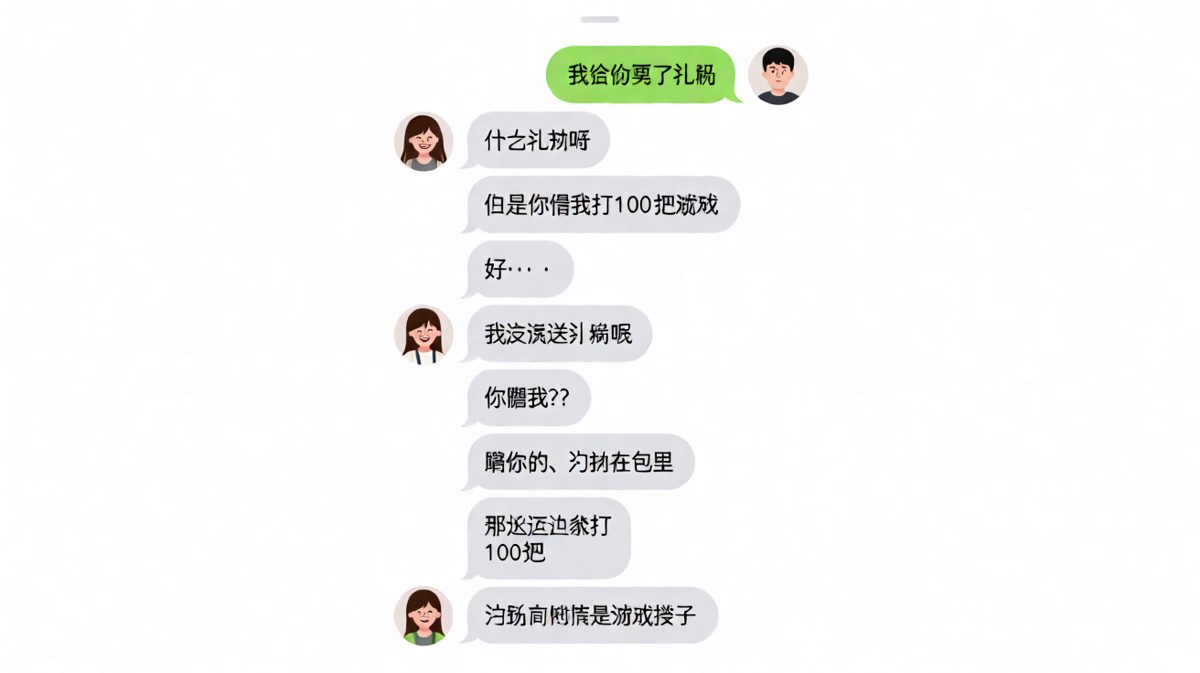 男生用100把游戏换送礼物的机会，女生哭笑不得。