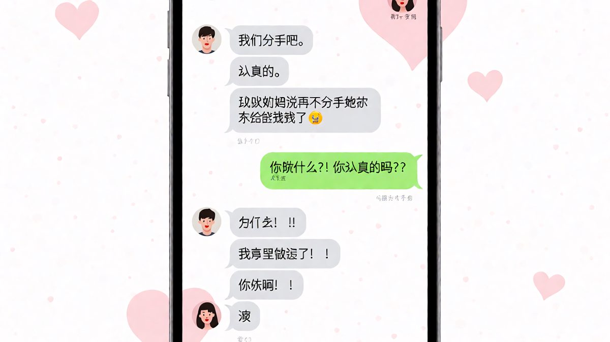 男友假装提分手吓女友，结果搬出亲妈当挡箭牌。