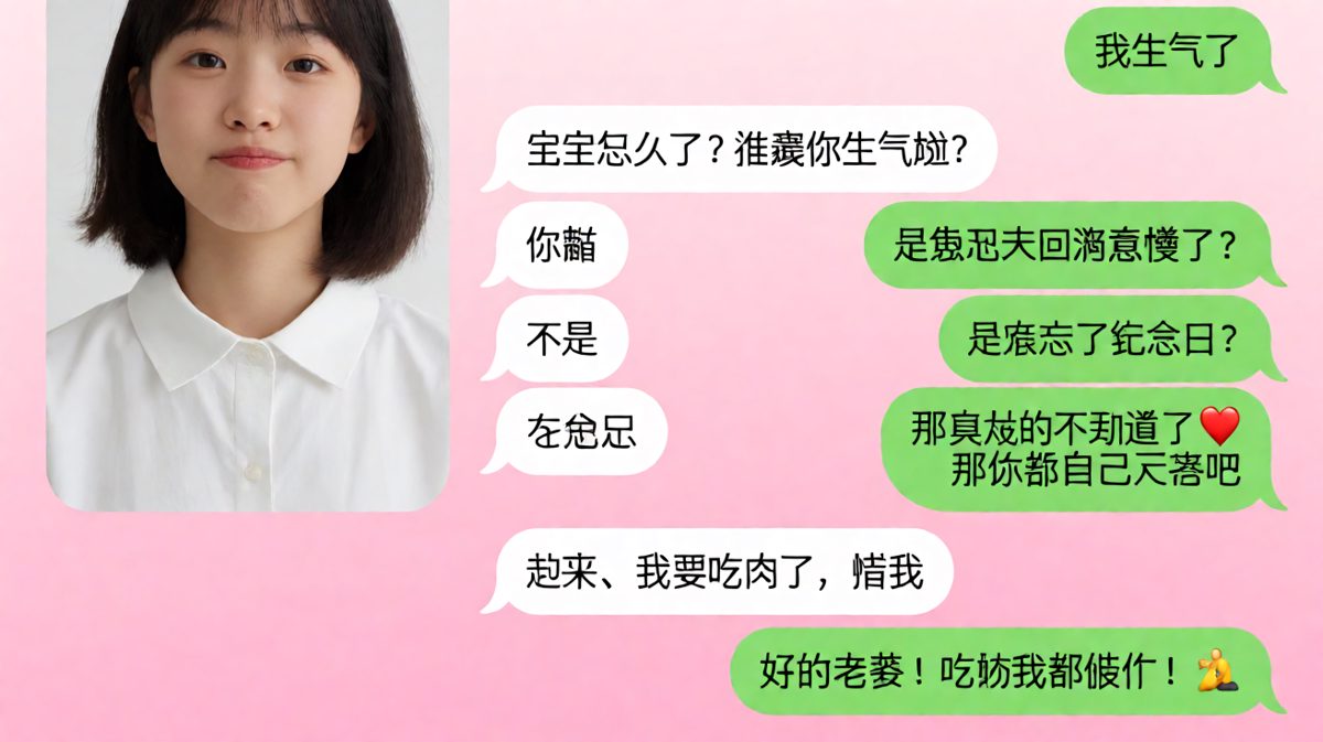 生气是为了让你陪我吃肉，这才是真的