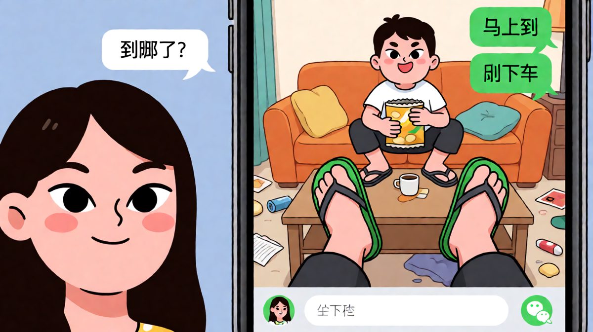 嘴上说到了，脚还在沙发上