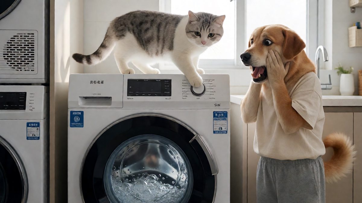 猫：我发明了自动洗澡机
