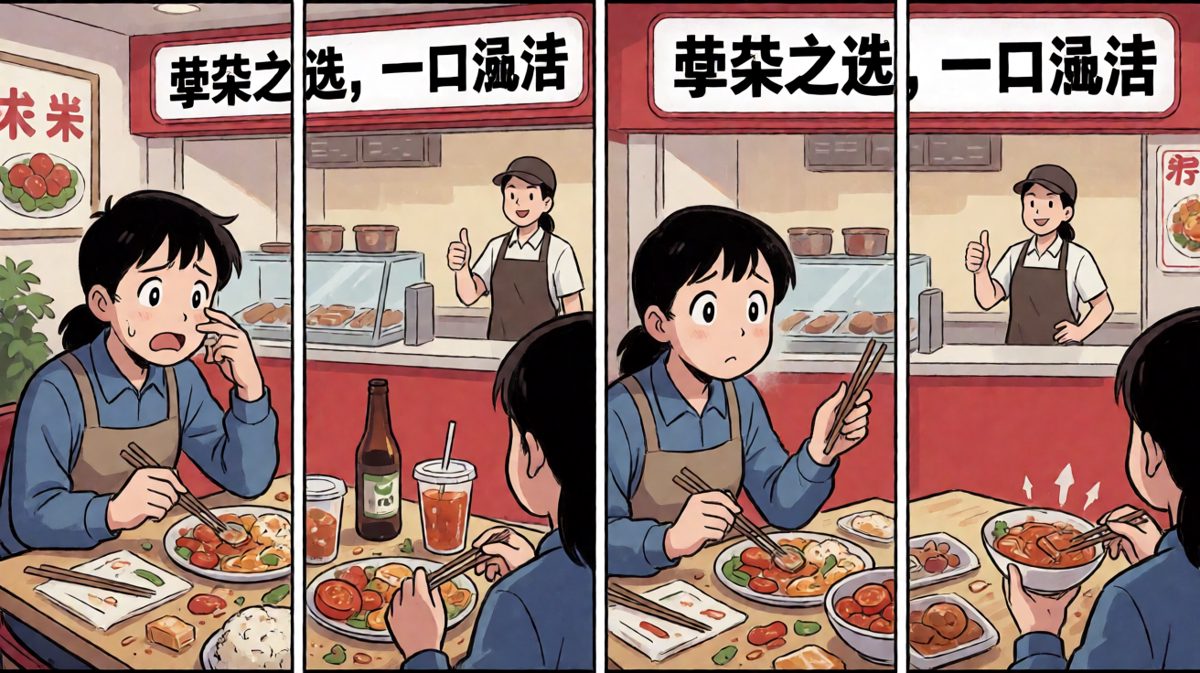 店员：一口满足，您吃得挺满足的嘛！