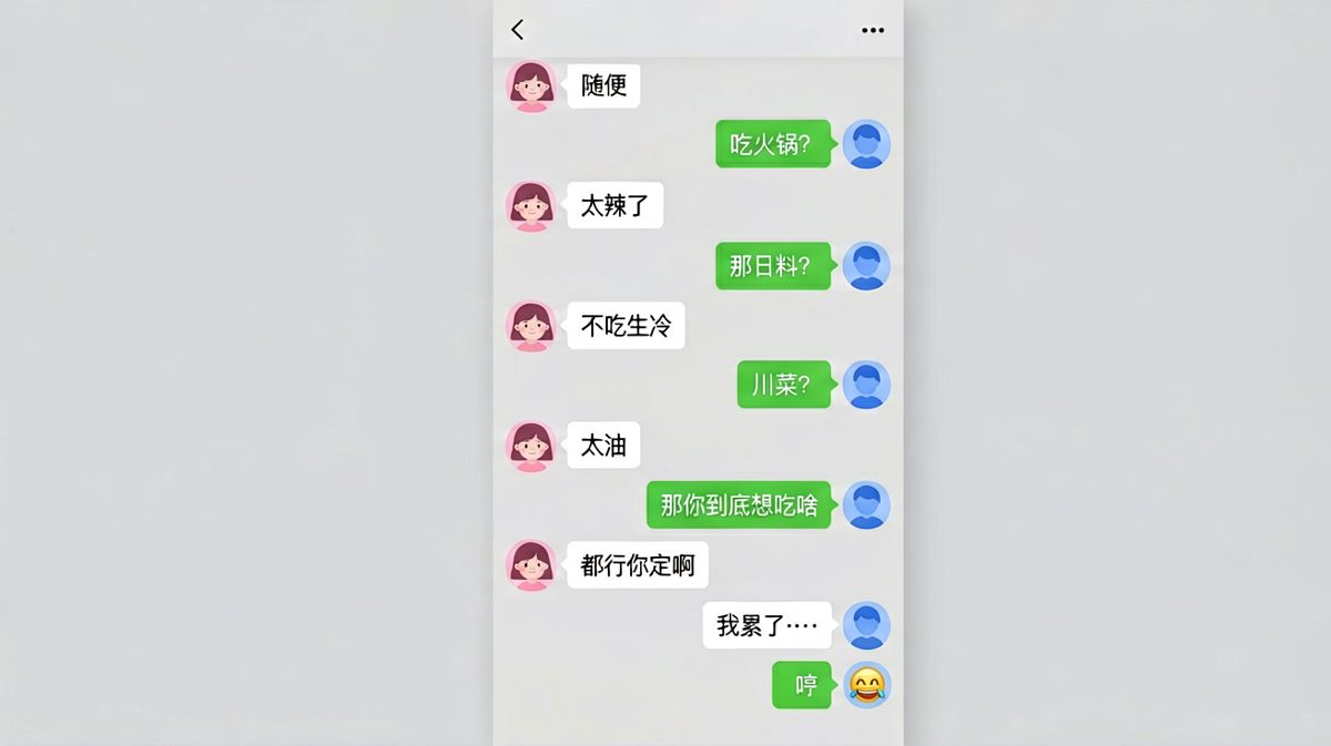 「随便」是情侣间最危险的词汇，每次点餐都是一场生死博弈