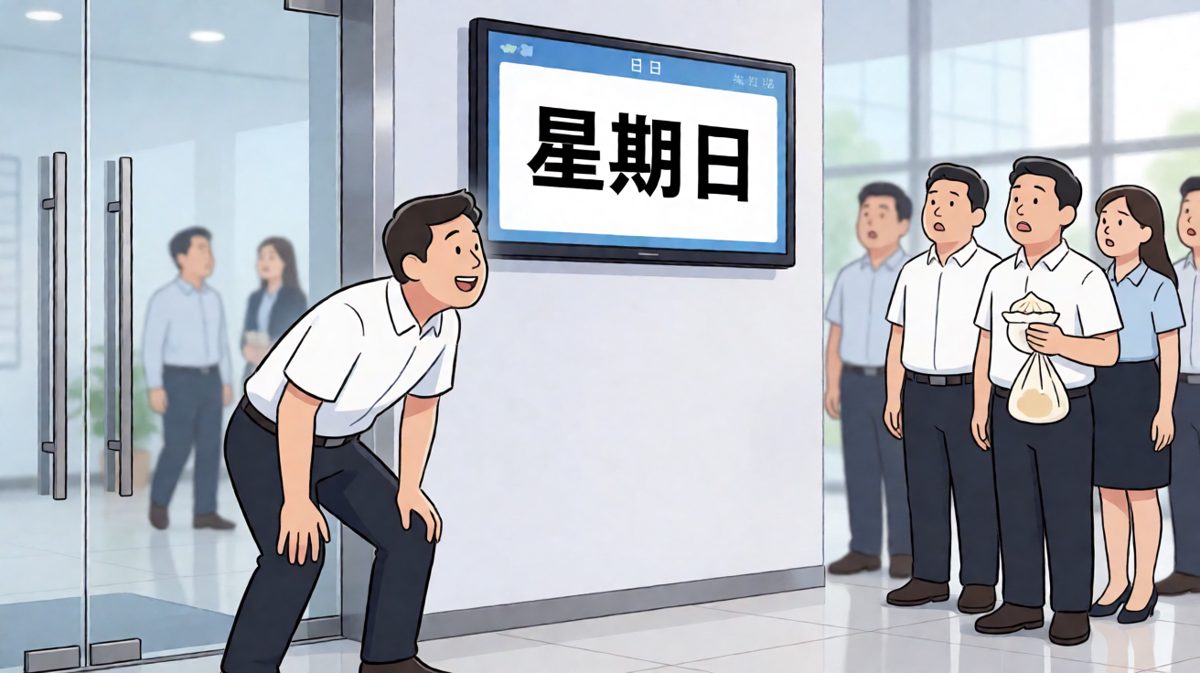狂奔半小时到公司，发现今天是周日——周一还有四天。