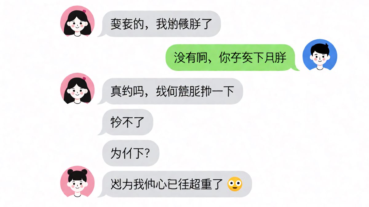 男生用土味情话化解体重危机，结果被女生一个白眼无情收尾
