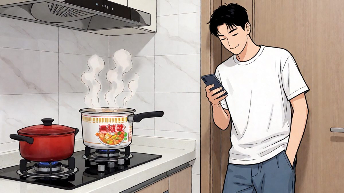 等泡面的间隙刷了会儿手机，感觉就一分钟