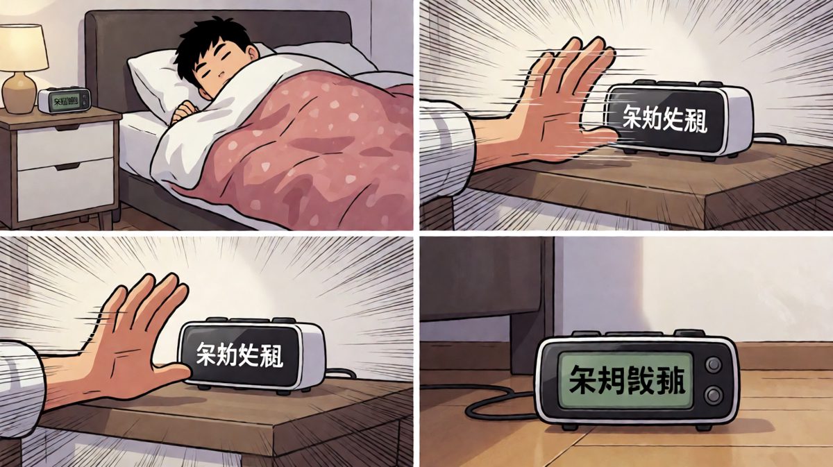 闭眼、伸手、拍灭，一气呵成——闹钟杀手现身。