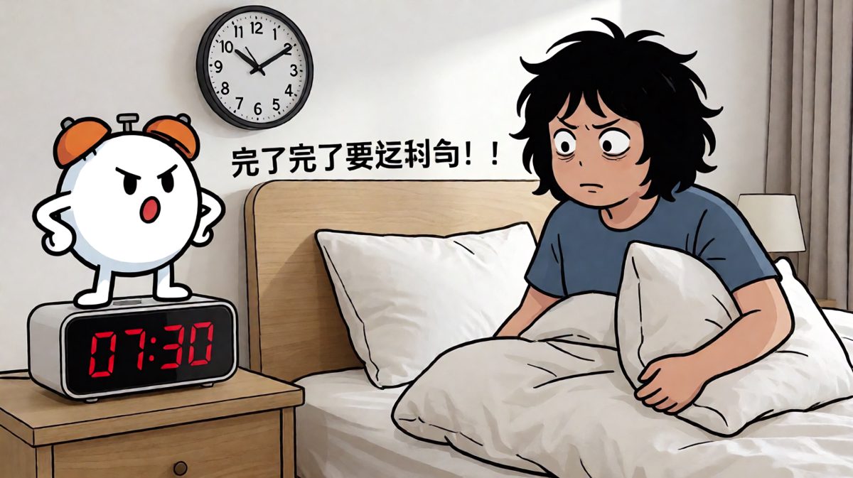 闹钟复活了，而我也从梦中惊醒——原来已经晚了半小时！
