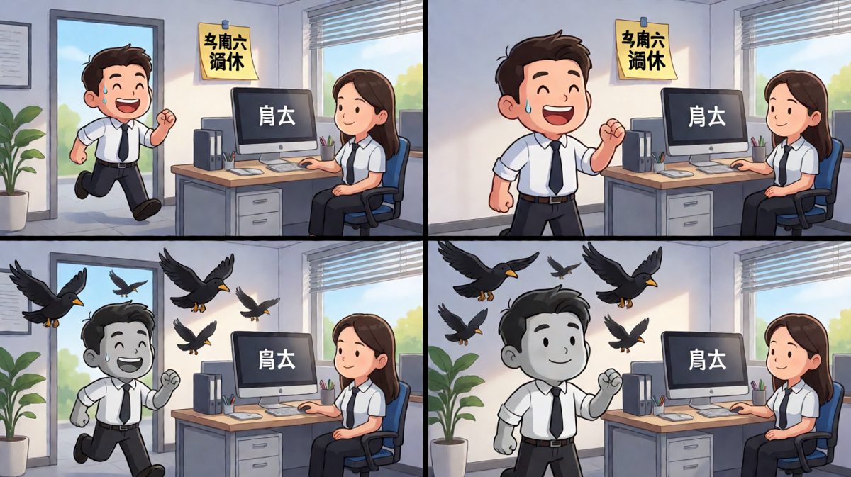 到公司才发现——今天是周六，根本不用上班！