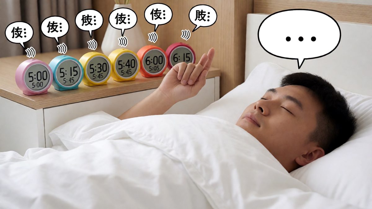 闹钟响了六个，全被一键静音。