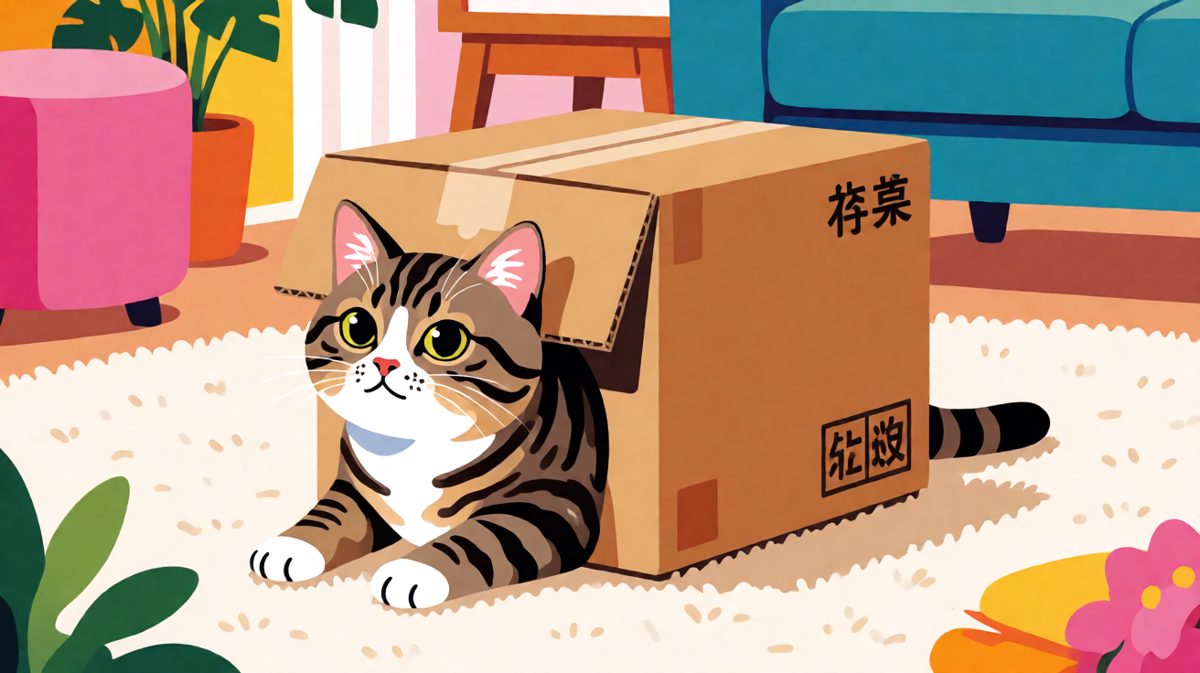 橘猫：只要我够扁，纸箱就是我的家。